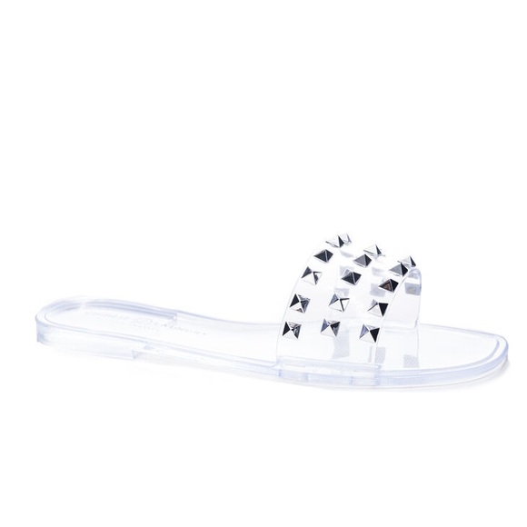 New Chinese Laundry Jelato Jelly Studded Clear Slides - Picture 1 of 3